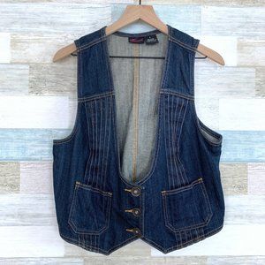 Torrid Low Cut Denim Crop Vest Blue